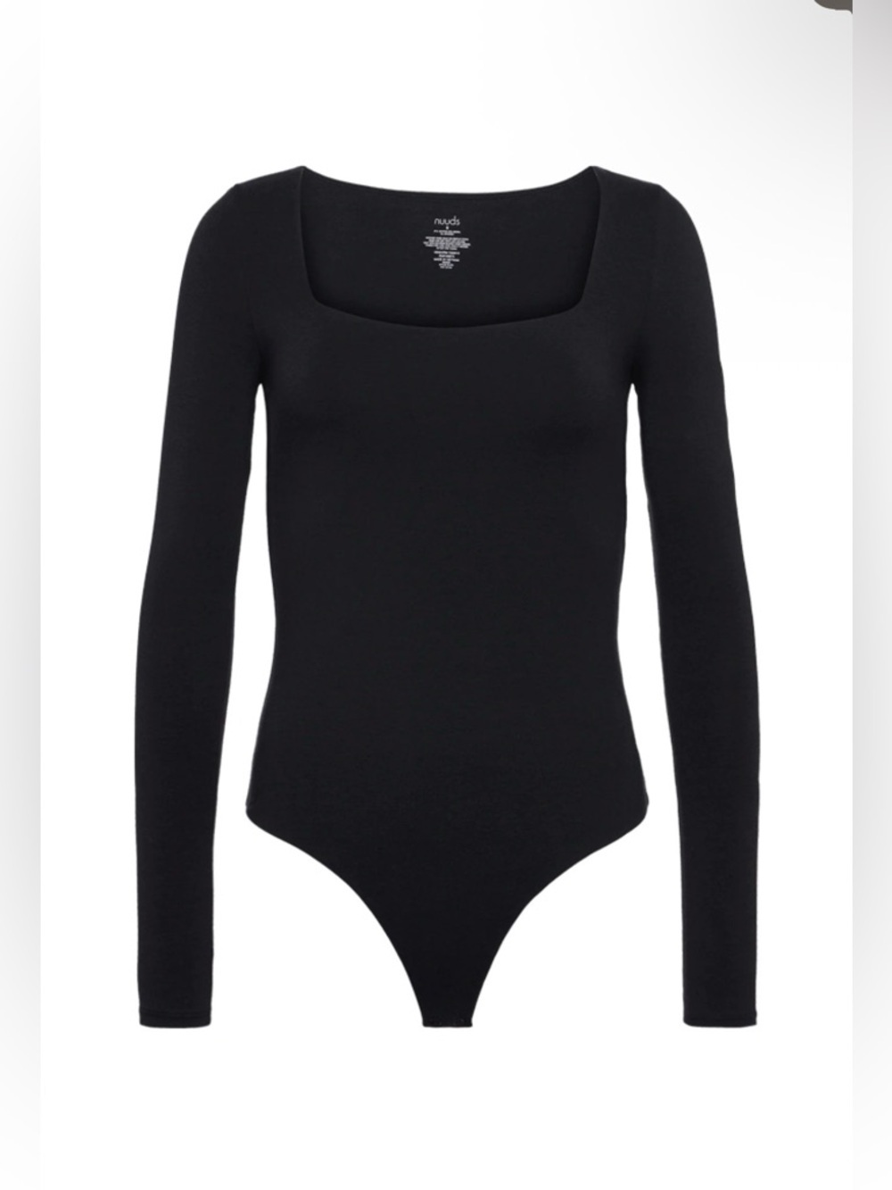 nuuds Black Long Sleeve Square Neck Bodysuit Size M New
